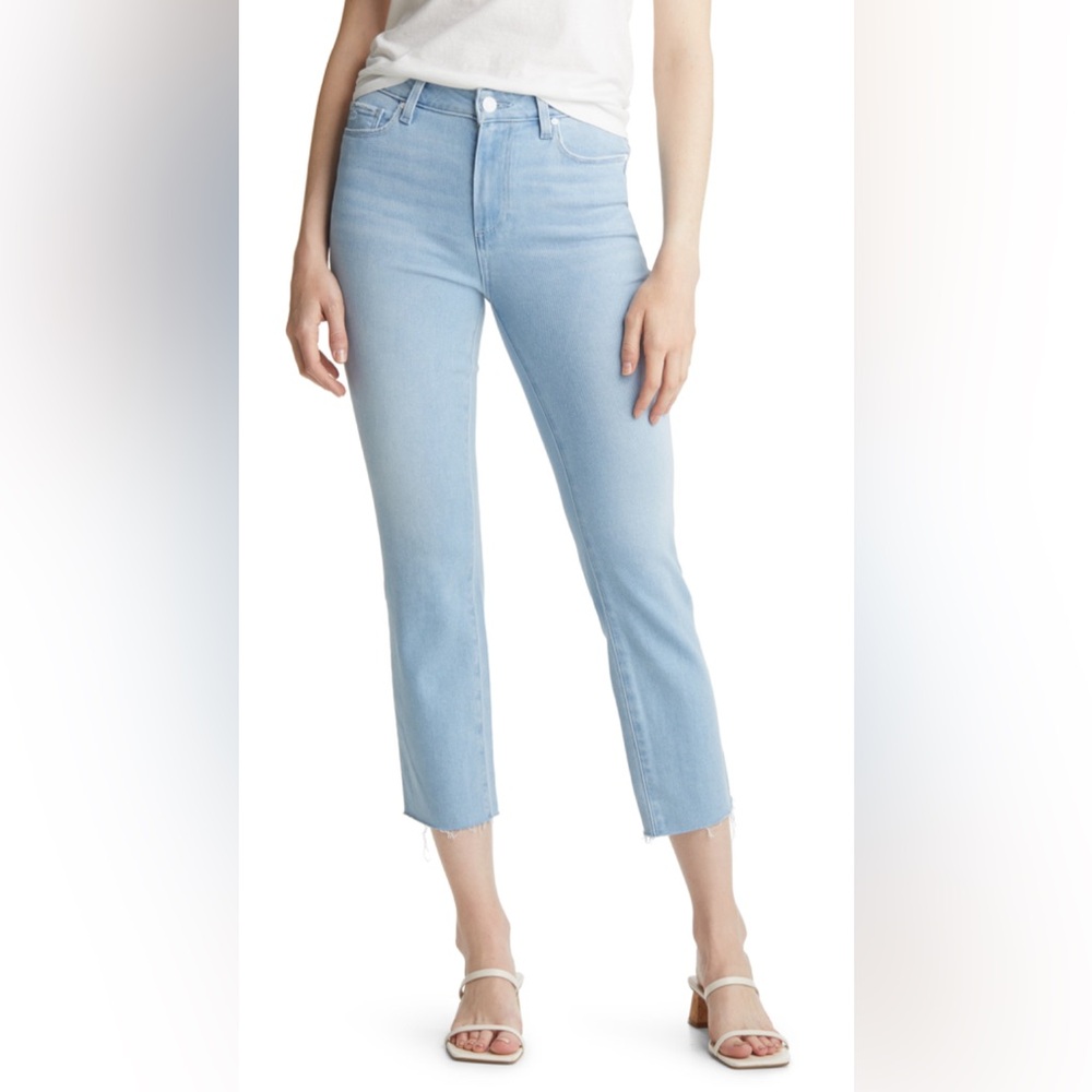 NWT PAIGE Cindy Raw Hem Straight Leg Crop Jeans